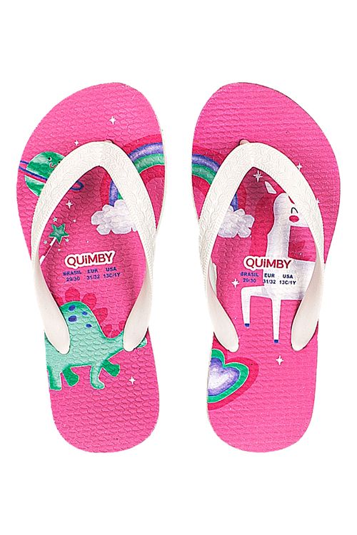 Chinelo Infantil Feminino De Unicórnio (Roxo Neon) Quimby