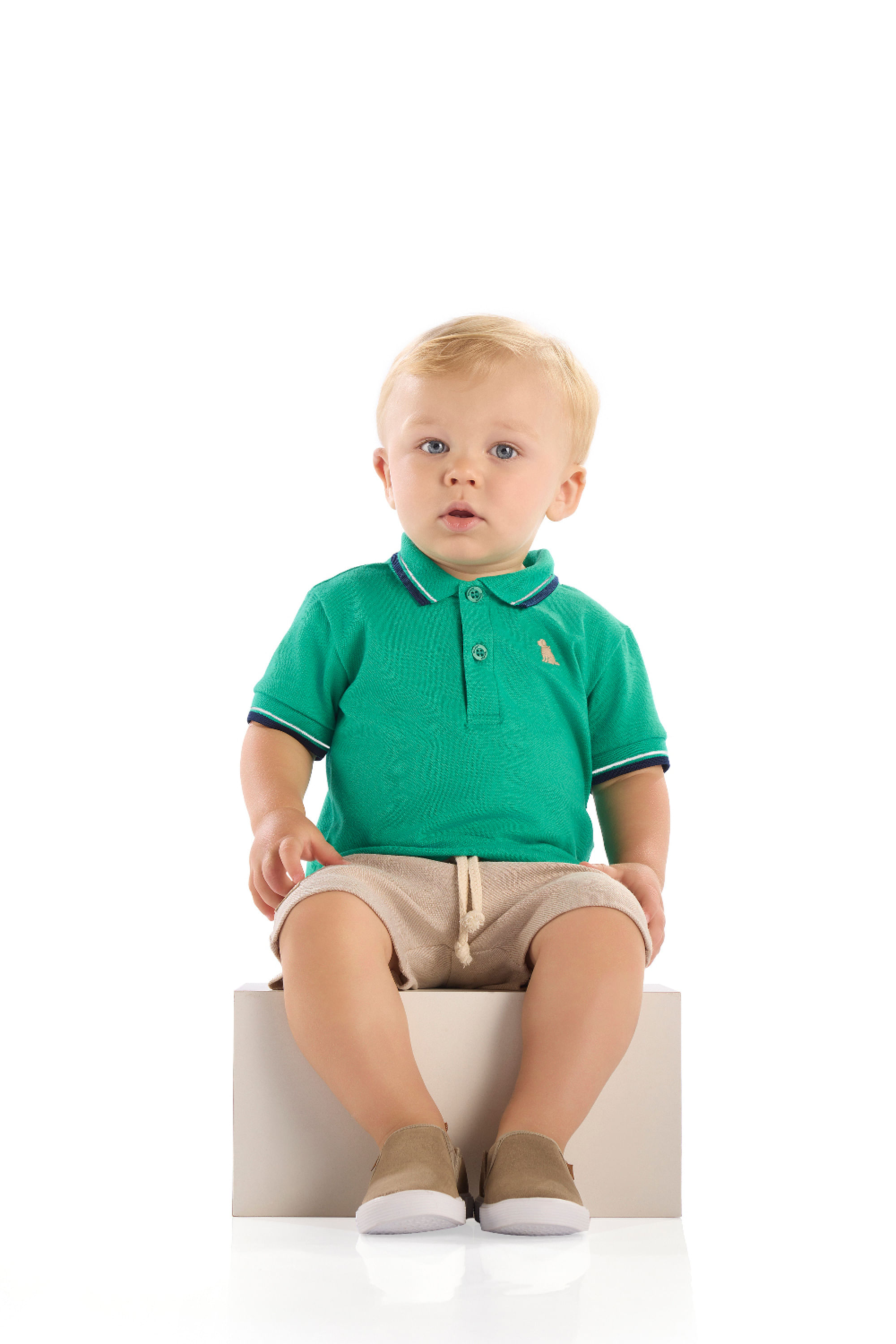 Conjunto Bebê Menino Camisa Polo e Bermuda (Verde) Quimby