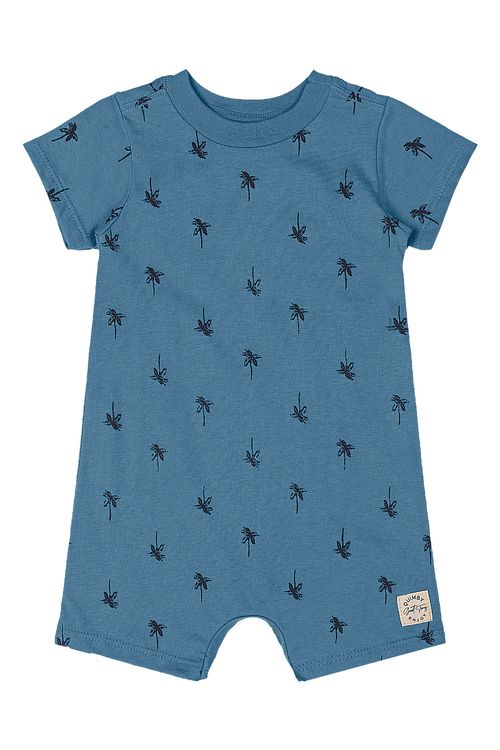 Macaquinho Bebê Menino em Algodão Estampado (Azul) Quimby
