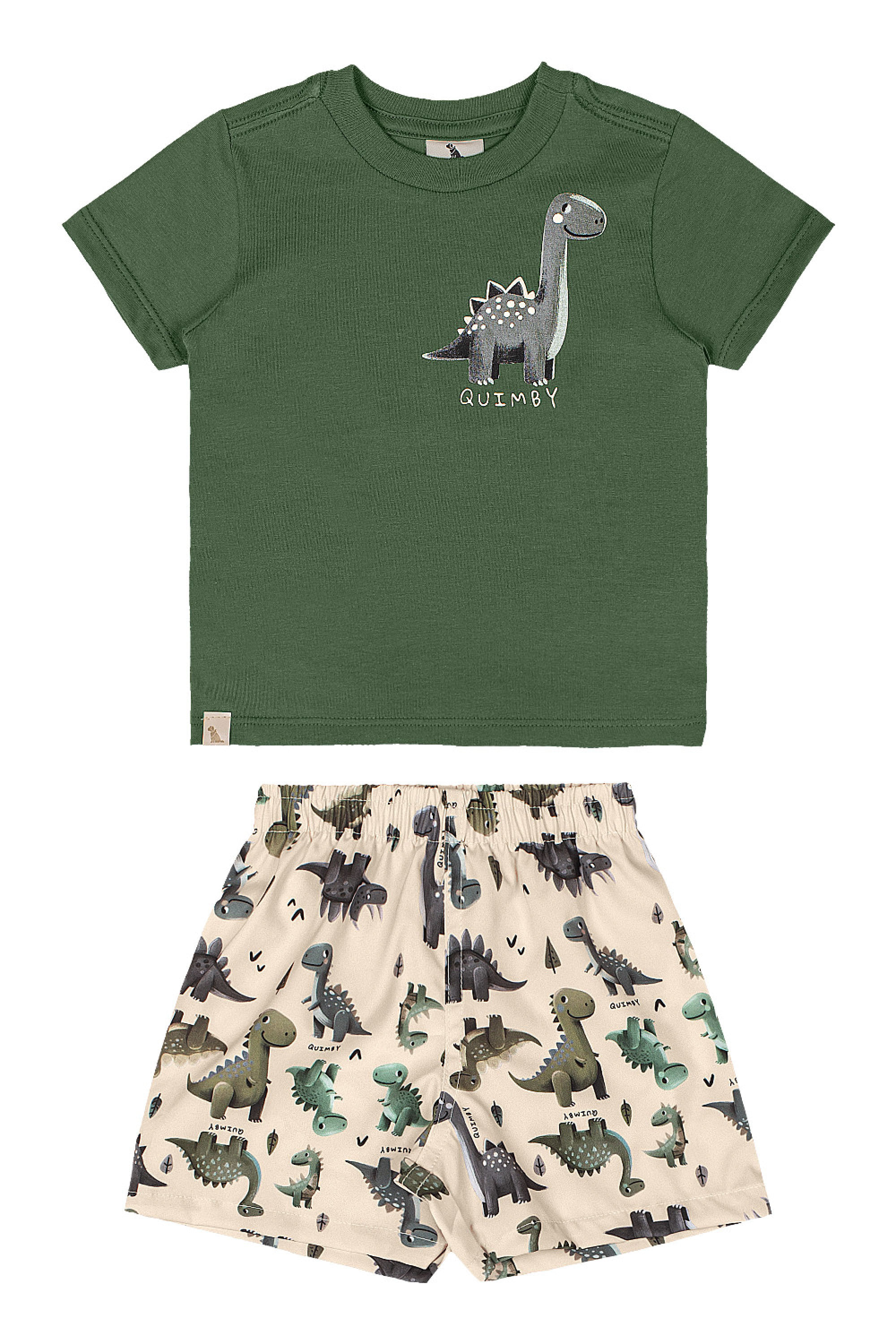 Conjunto para Bebê Menino Camisa Dino e Bermuda (Verde) Quimby