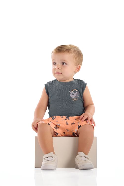 Conjunto para Bebê Menino Regata Shark e Bermuda (Cinza) Quimby