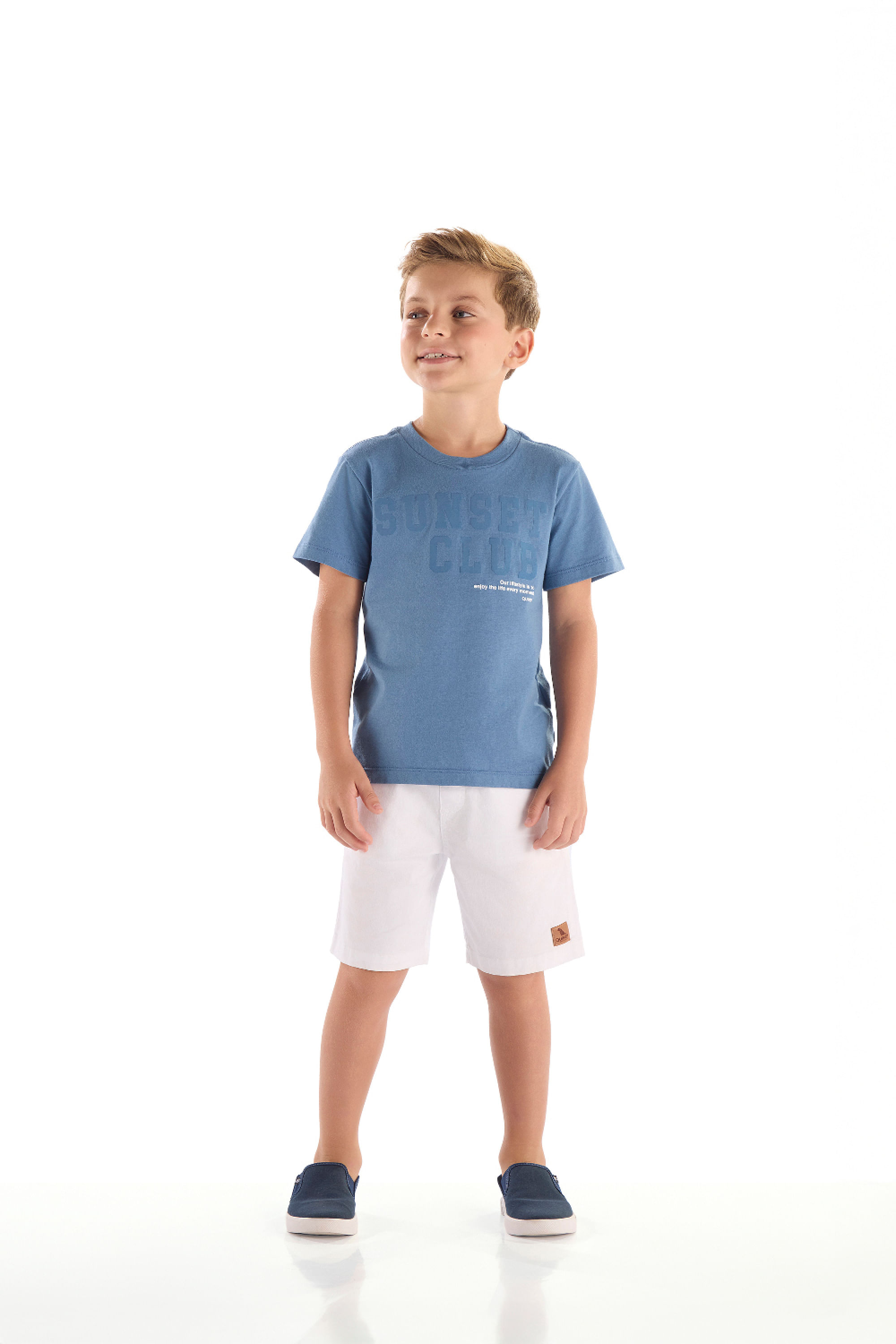 Camiseta Infantil Masculina em Algodão (Azul Claro) Quimby