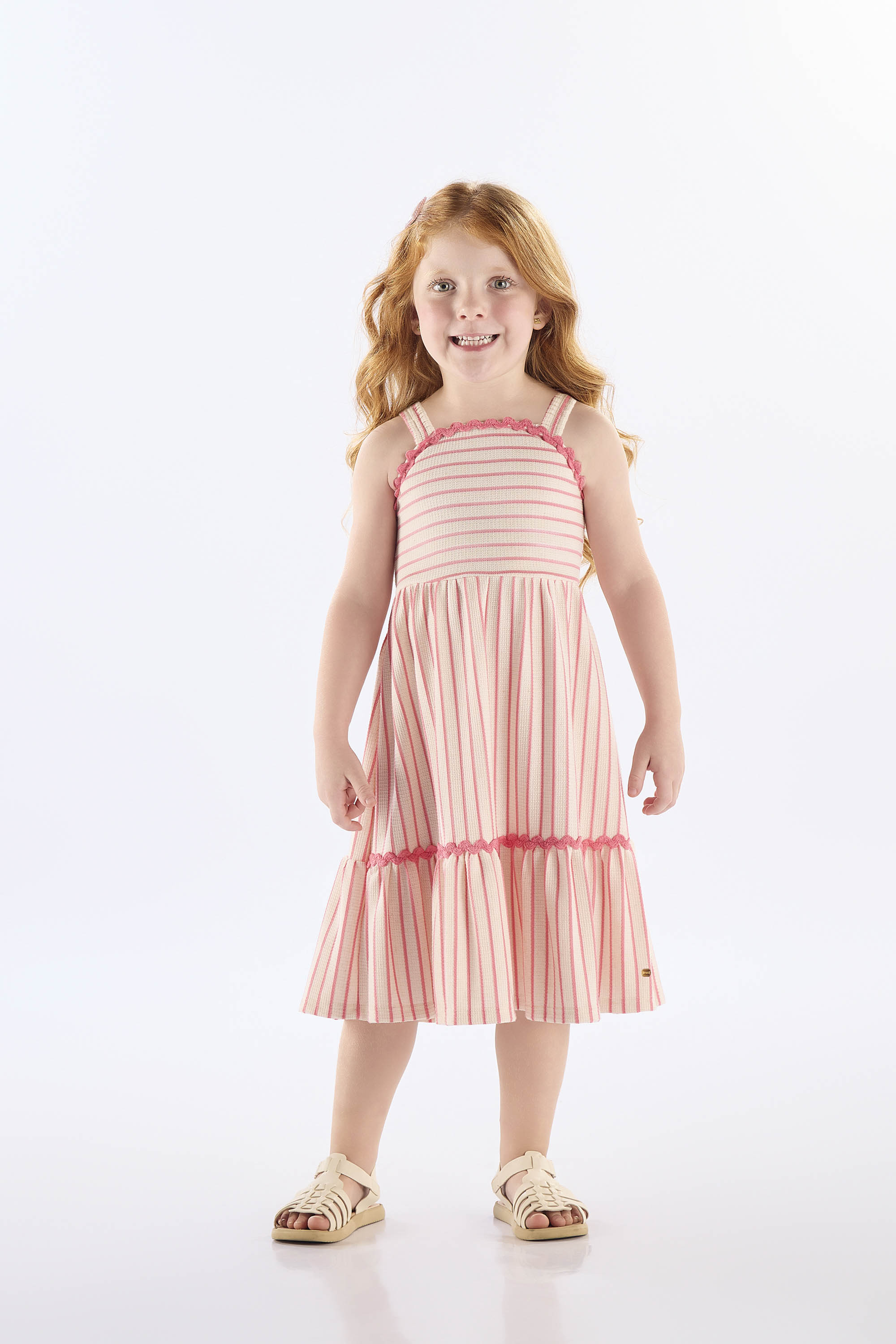 Vestido Midi Infantil Listrado (Rosa) Up Baby