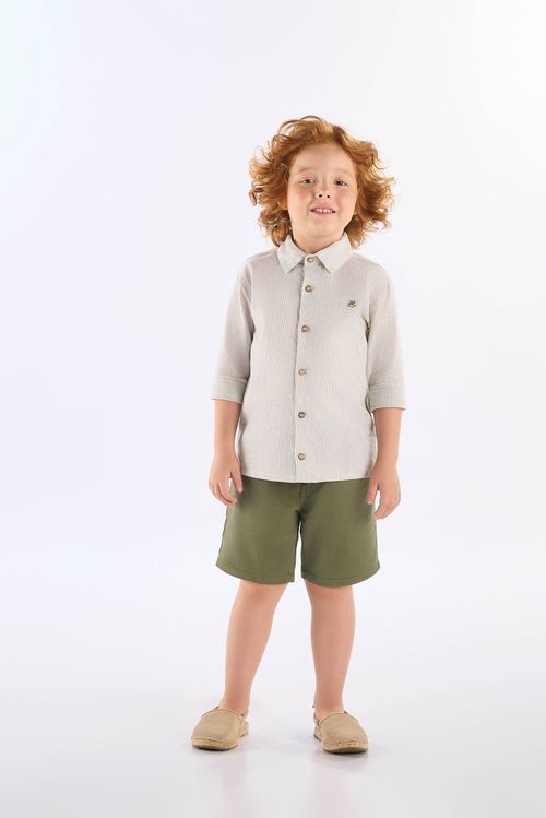 Conjunto Infantil com Camisa Manga Longa e Bermuda (Verde) Up Baby