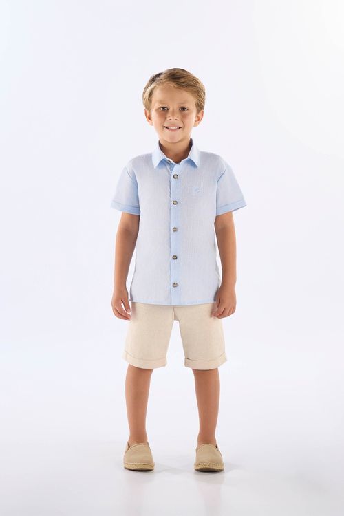Camisa Infantil Masculina em Algodão Voil (Azul) Up Baby