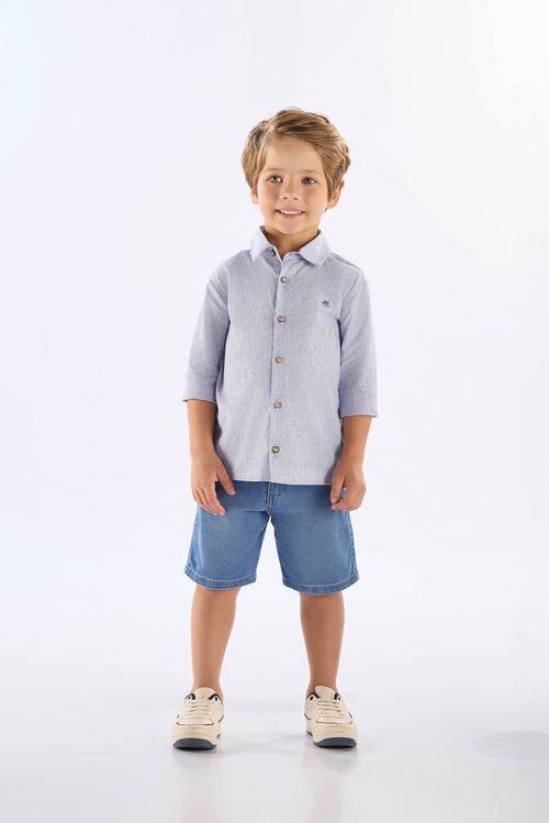 Bermuda Infantil Masculina em Jeans com Elastano (Azul) Up Baby