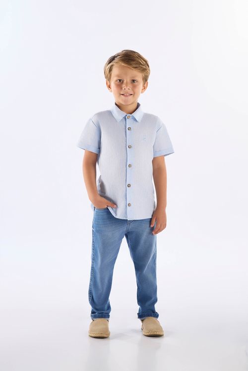 Calça Infantil Masculina em Jeans Moletom (Azul) Up Baby