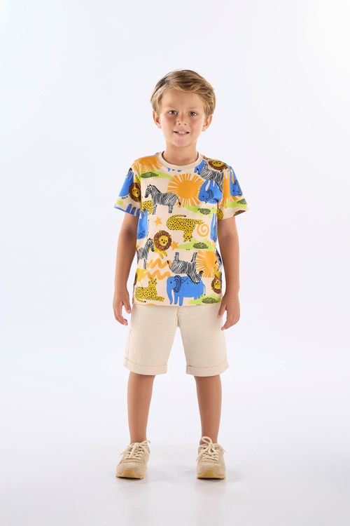 Camiseta Infantil Safári em Algodão (Branco) Up Baby