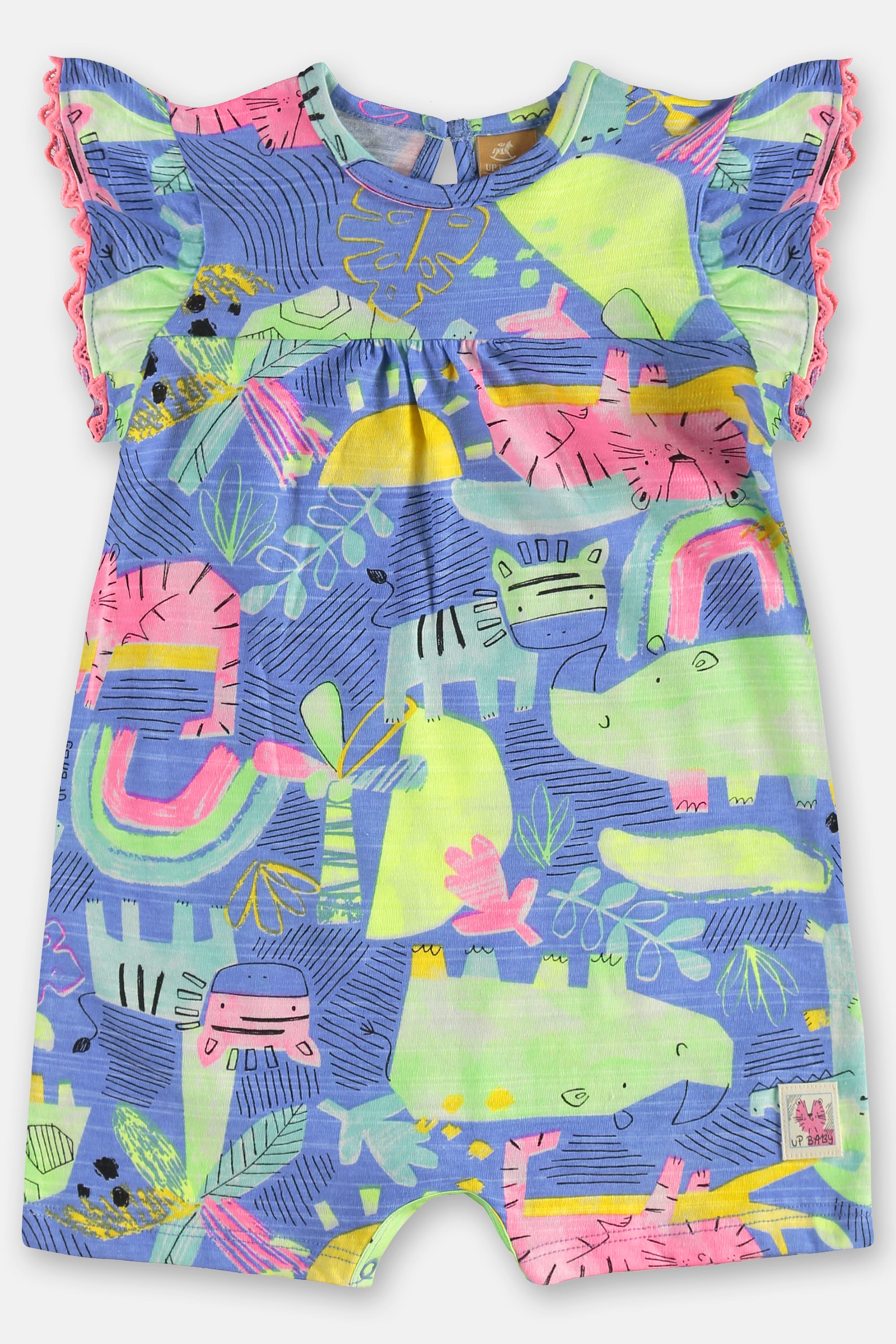 Macaquinho e Faixa de Cabelo para Bebê em Algodão (Azul) Up Baby