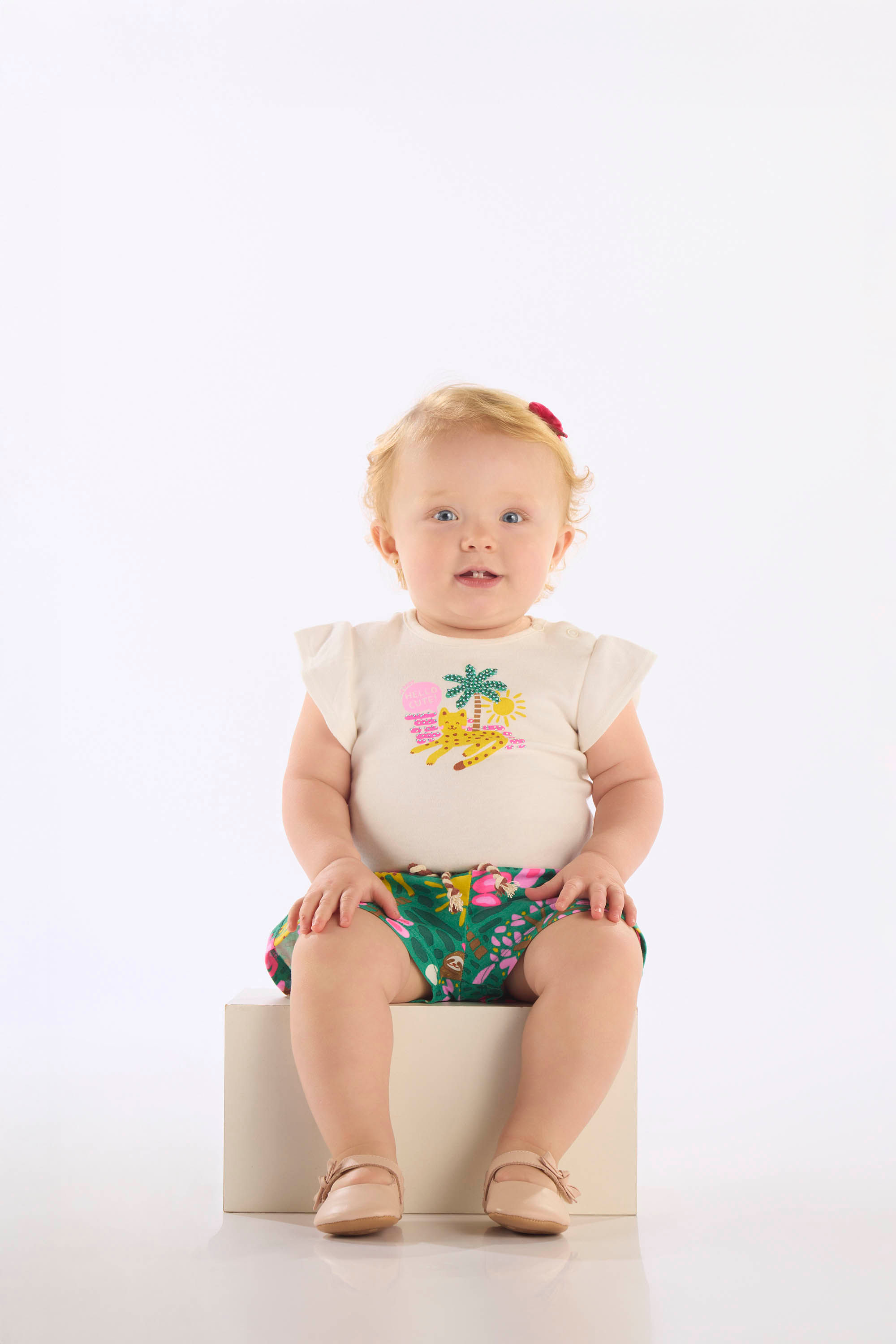 Conjunto de Verão Bebê Menina com Body e Short (Off White) Up Baby