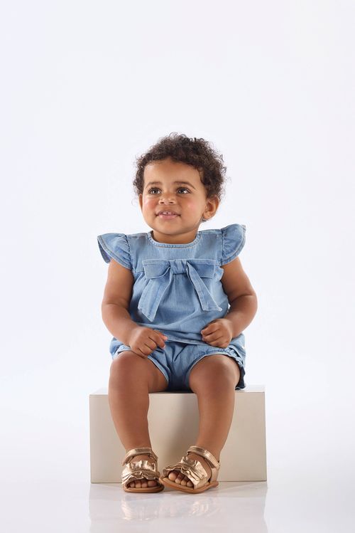 Conjunto com Bata e Calcinha em Jeans para Bebê (Azul) Up Baby