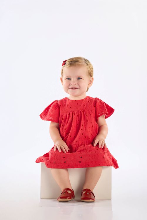 Vestido para Bebê em Laise com Forro (Vermelho) Up Baby