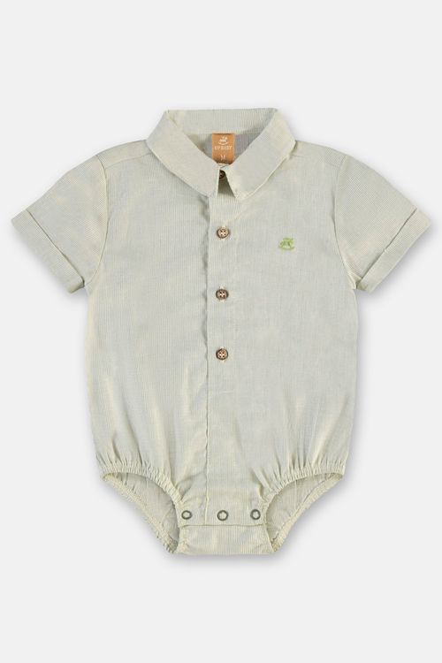 Body Camisa Bebê Menino Social em Algodão e Linho (Verde) Up Baby