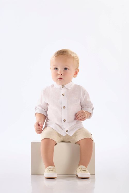 Camisa Social Manga Longa para Bebê Menino (Branco) Up Baby