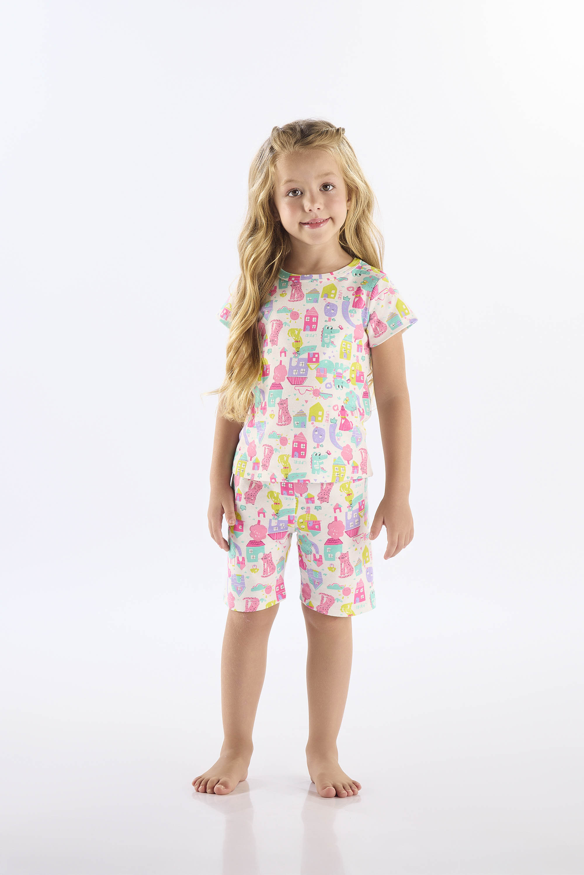 Pijama Infantil Feminino em Suedine Estampado (Branco) Up Baby
