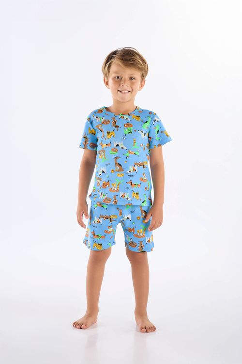 Pijama Curto Infantil Masculino em Suedine (Bege) Up Baby