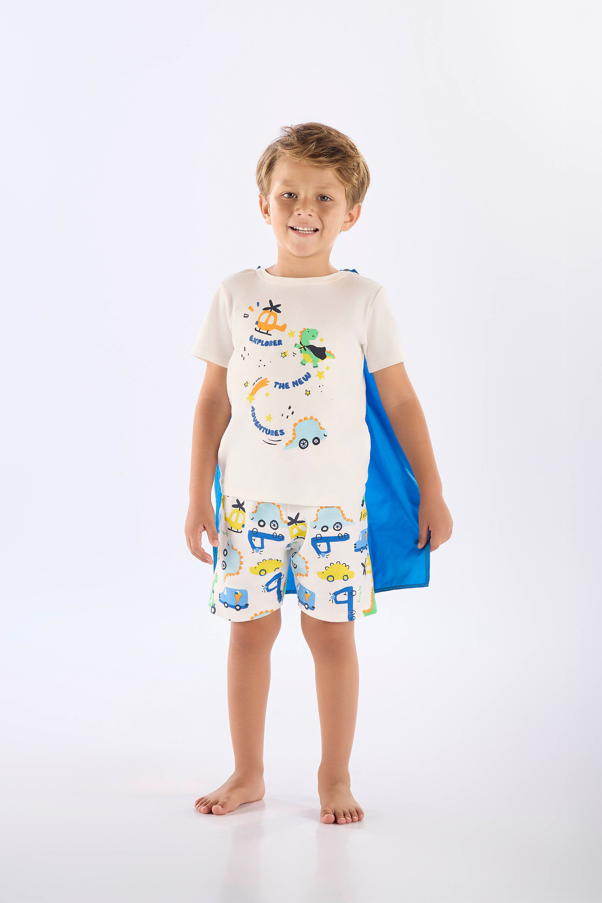 Pijama Infantil com Estampa Brilha no Escuro e Capa Removível (Off White) Up Baby