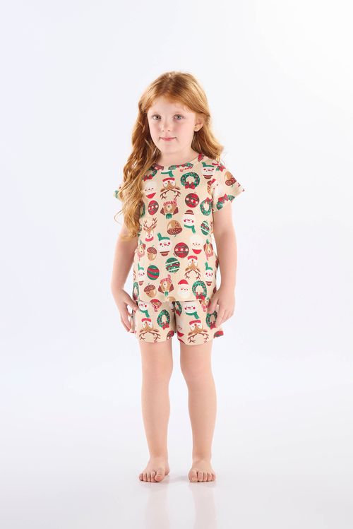 Pijama Infantil Natalino em Suedine (Bege) Up Baby