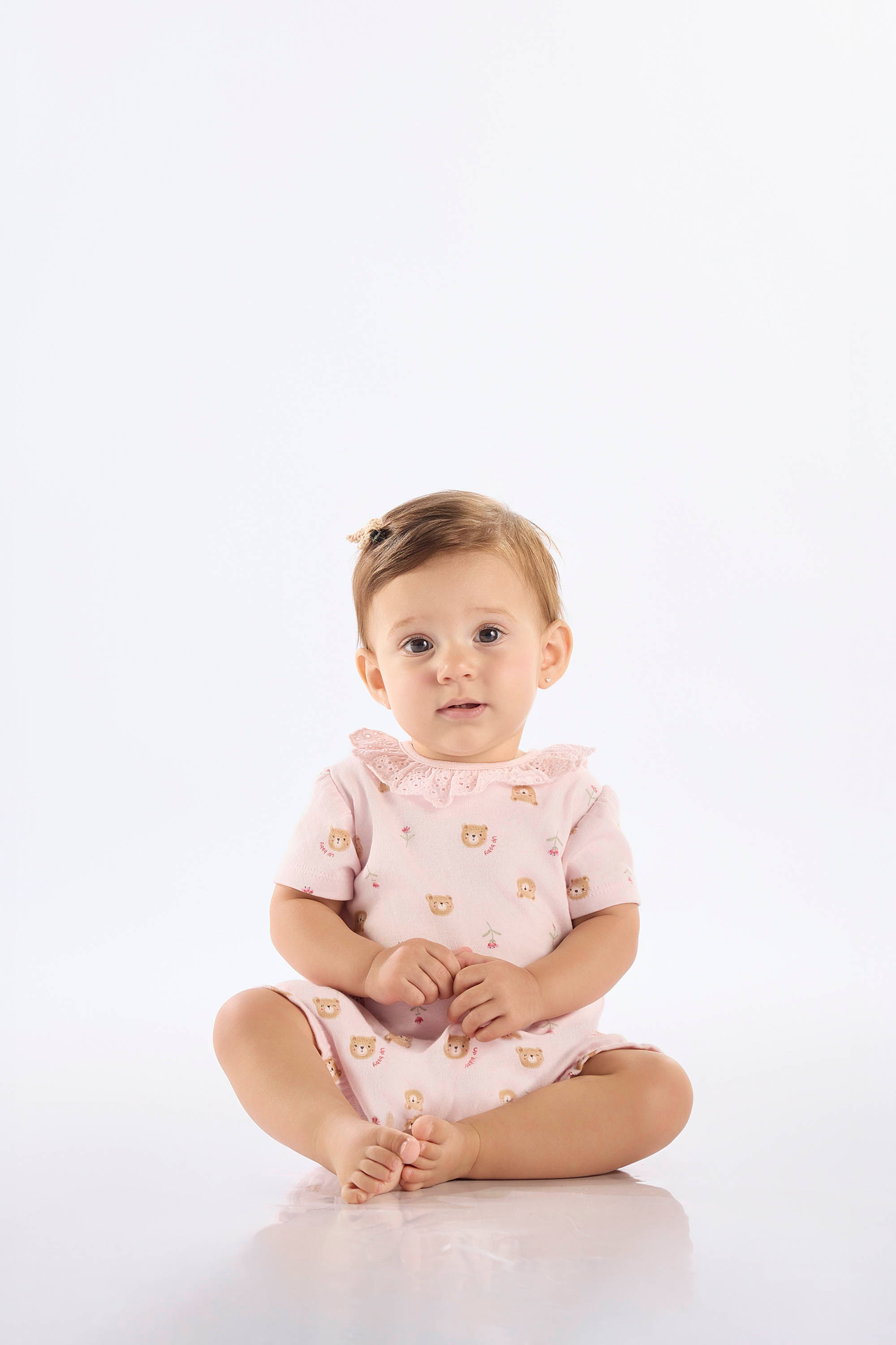 Macaquinho para Bebê Menina em Suedine Comfy Estampado (Rosa Claro) Up Baby