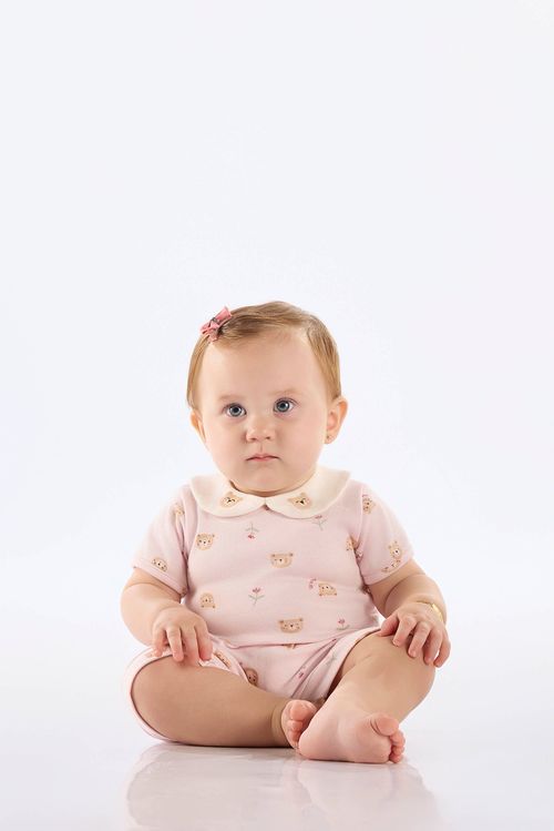 Conjunto com Body e Short Estampados para Bebê Menina (Rosa Claro) Up Baby