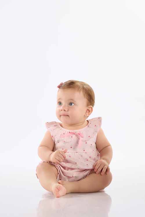 Conjunto Bebê Menina com Blusa e Short Floral em Suedine (Rosa Claro) Up Baby