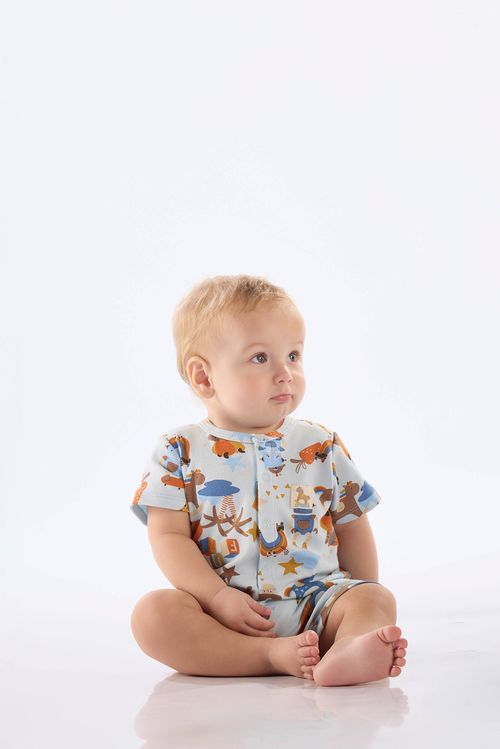Macaquinho Bebê Menino em Suedine Comfy com Abertura Frontal (Azul Claro) Up Baby