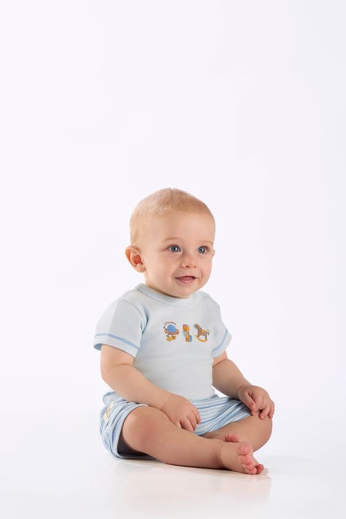 Conjunto para Bebê Menino em Suedine Comfy com Body e Short (Azul Claro) Up Baby