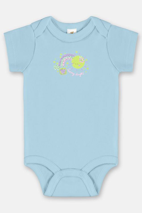 Body para Bebê Menina Essentials Estampado com Strass (Azul) Up Baby