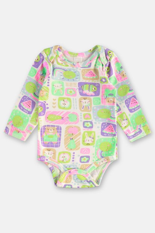 Body Manga Longa Bebê Menina em Suedine Essentials (Branco) Up Baby