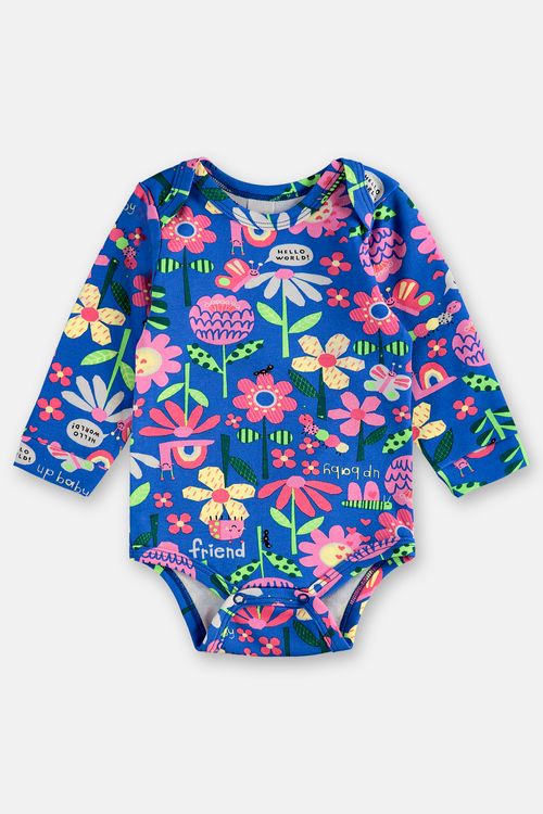 Body Manga Longa Bebê Menina em Suedine Essentials (Azul) Up Baby