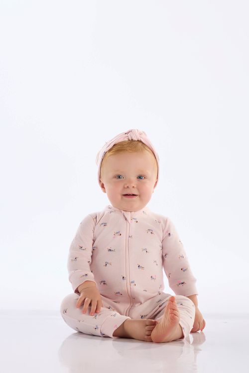 Macacão para Bebê Menina em Suedine com Zíper 2 Cursores (Rosa Claro) Up Baby