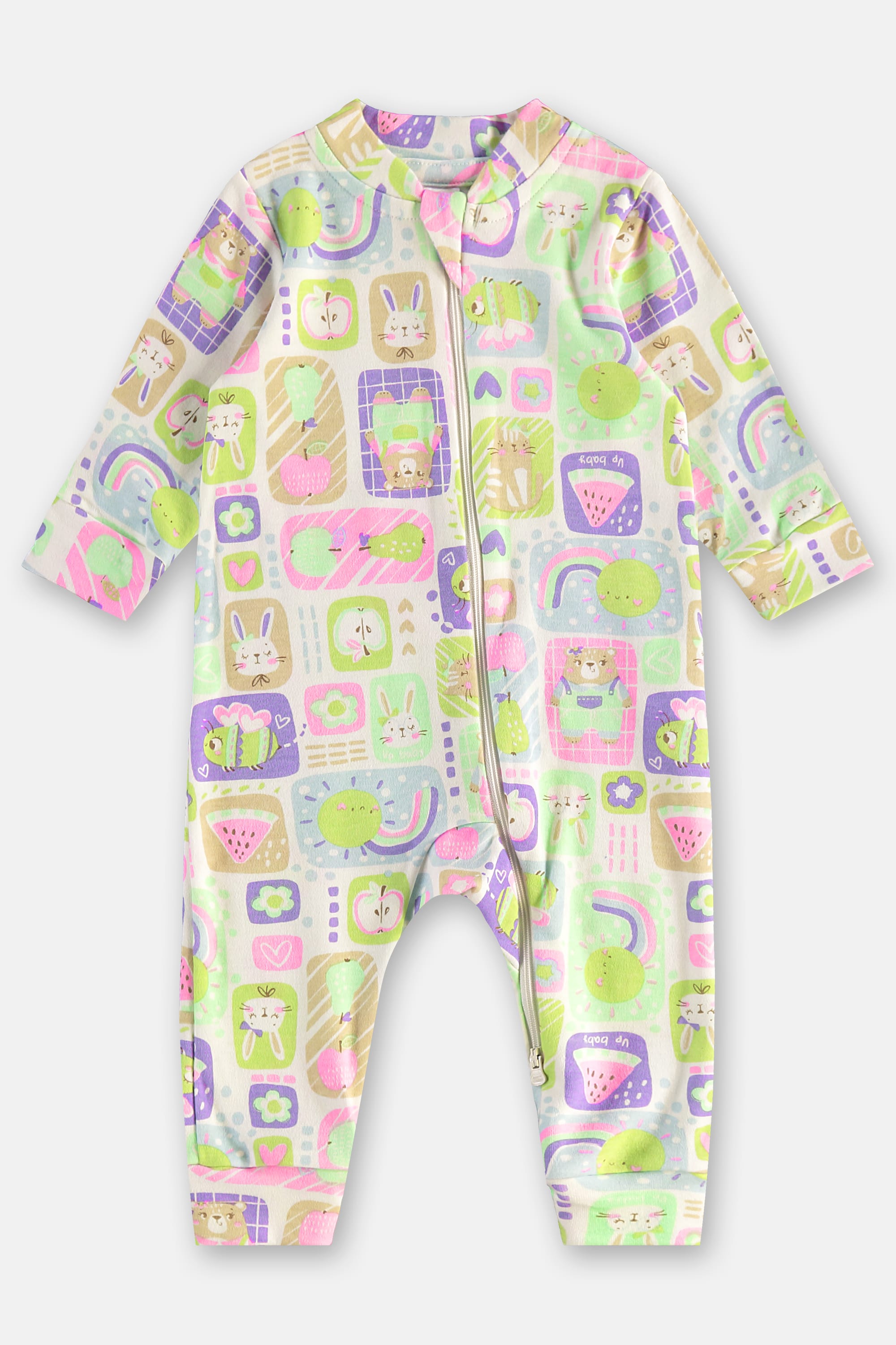 Macacão para Bebê Menina em Suedine com Zíper 2 Cursores (Branco) Up Baby