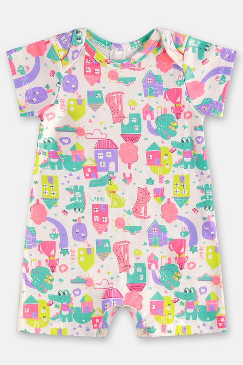 Macaquinho em Suedine Essentials para Bebê Menina (Off White) Up Baby