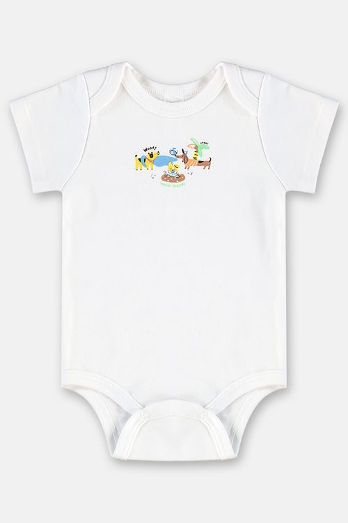 Body Estampado para Bebê Menino em Suedine Essentials (Branco) Up Baby
