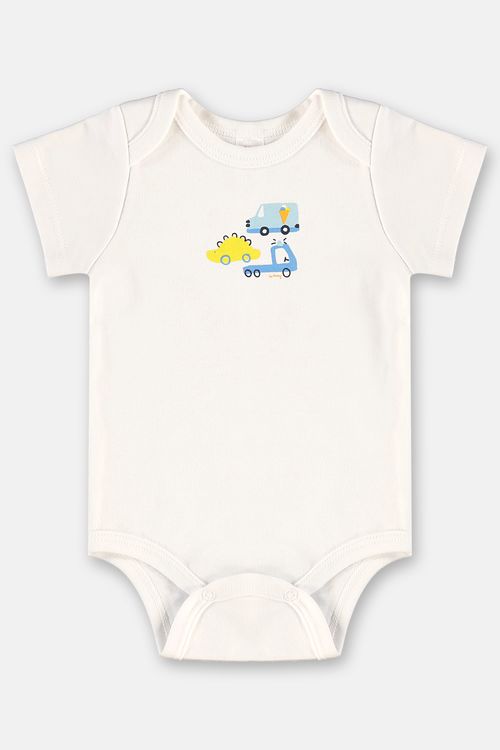 Body Estampado para Bebê Menino em Suedine Essentials (Off White) Up Baby