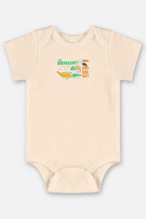 Body Estampado para Bebê Menino em Suedine Essentials (Bege) Up Baby