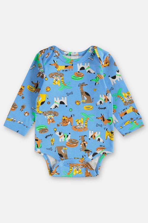 Body para Bebê Menino em Suedine Essentials Estampado (Azul Claro) Up Baby