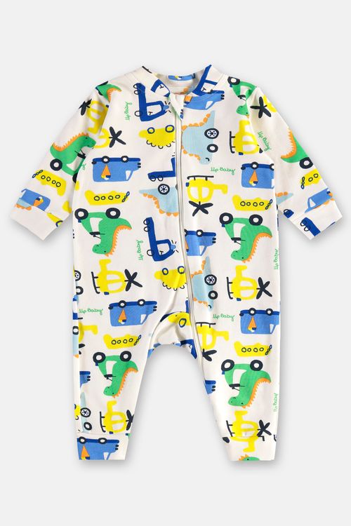 Macacão para Bebê Menino em Suedine Essentials (Off White) Up Baby