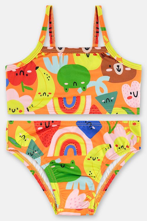 Biquíni Infantil Top e Calcinha FPS+50 Forrados (Laranja) Up Baby