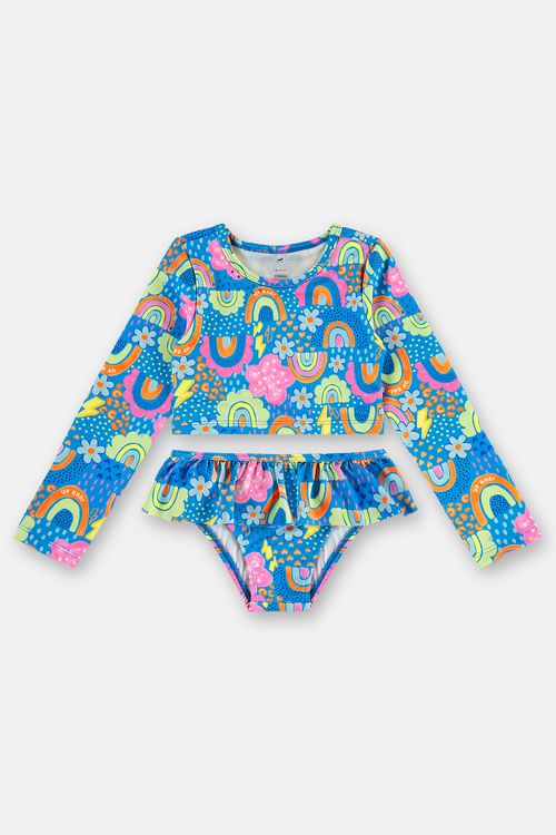 Biquíni Infantil Manga Longa FPS+50 com Forro (Azul) Up Baby