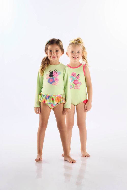 Maiô Infantil em Malha FPS+50 Forrado (Verde Claro) Up Baby