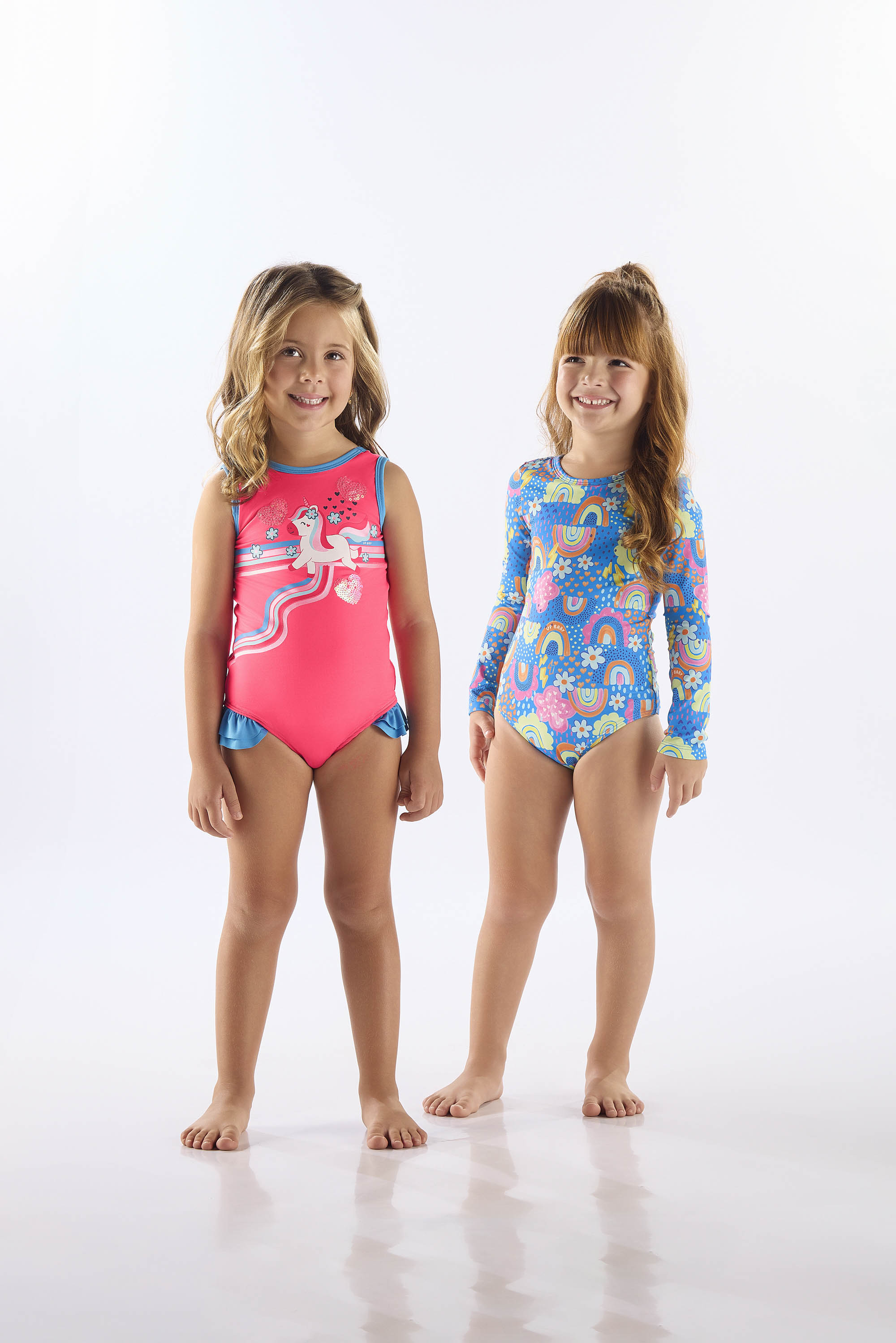 Maiô Infantil em Malha FPS+50 Forrado (Rosa Pink) Up Baby