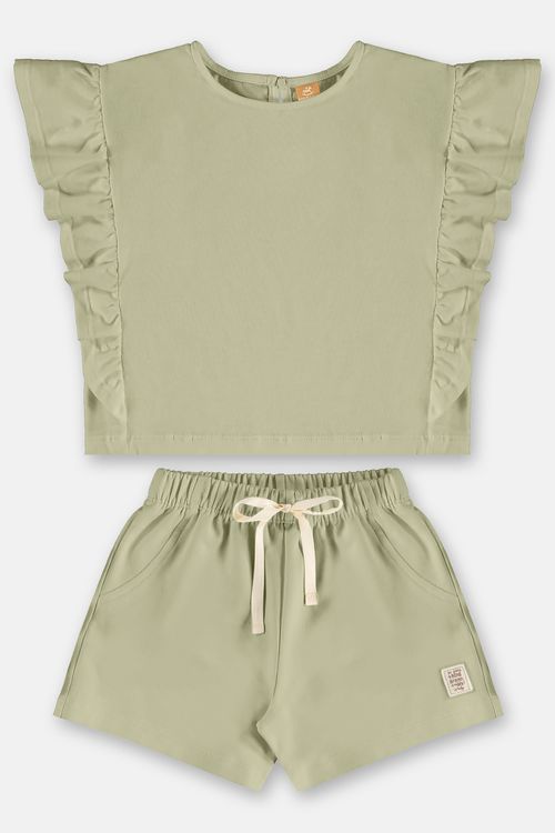 Conjunto Infantil Feminino com Blusa e Short Nature (Verde) Up Baby