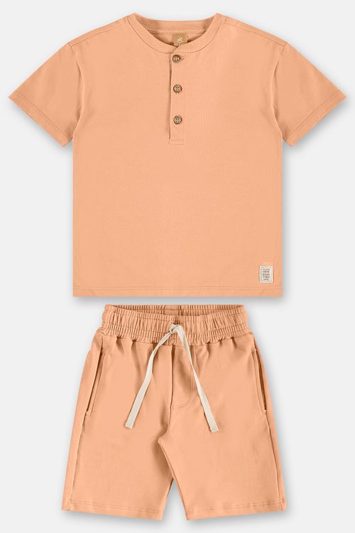 Conjunto Infantil Nature com Camiseta e Bermuda (Marrom) Up Baby