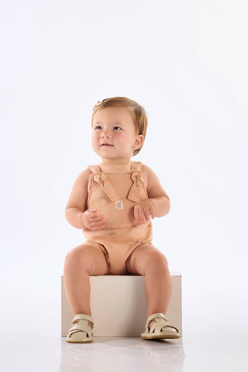 Jardineira Bebê Unissex em Ribana Nature (Marrom) Up Baby