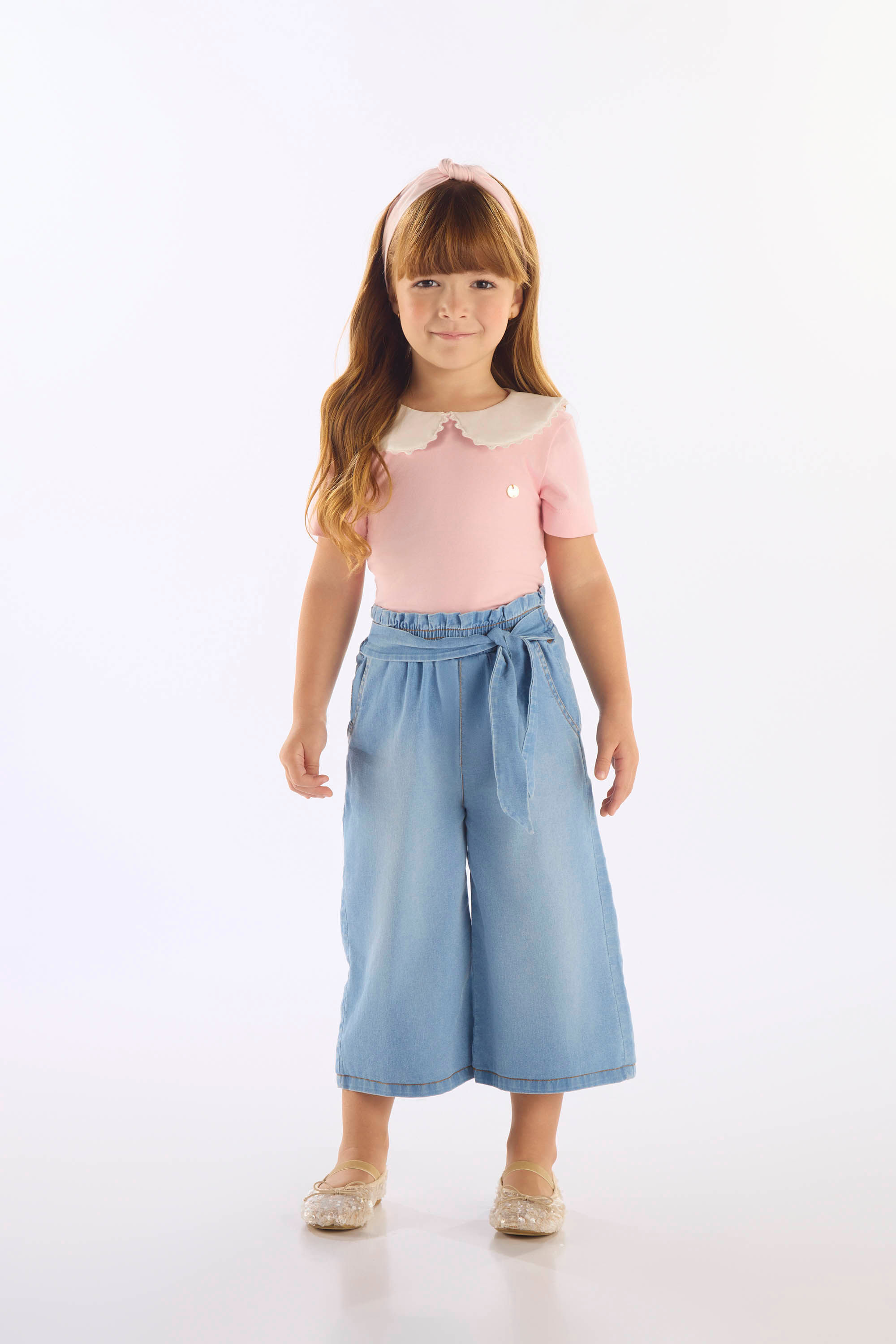 Calça Pantacourt Infantil em Jeans com Elastano (Azul) Up Baby