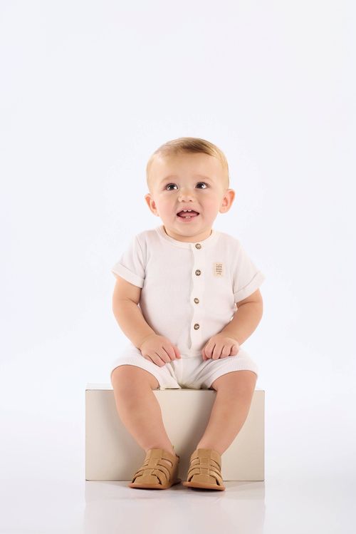 Macaquinho Bebê Unissex em Ribana Nature (Off White) Up Baby