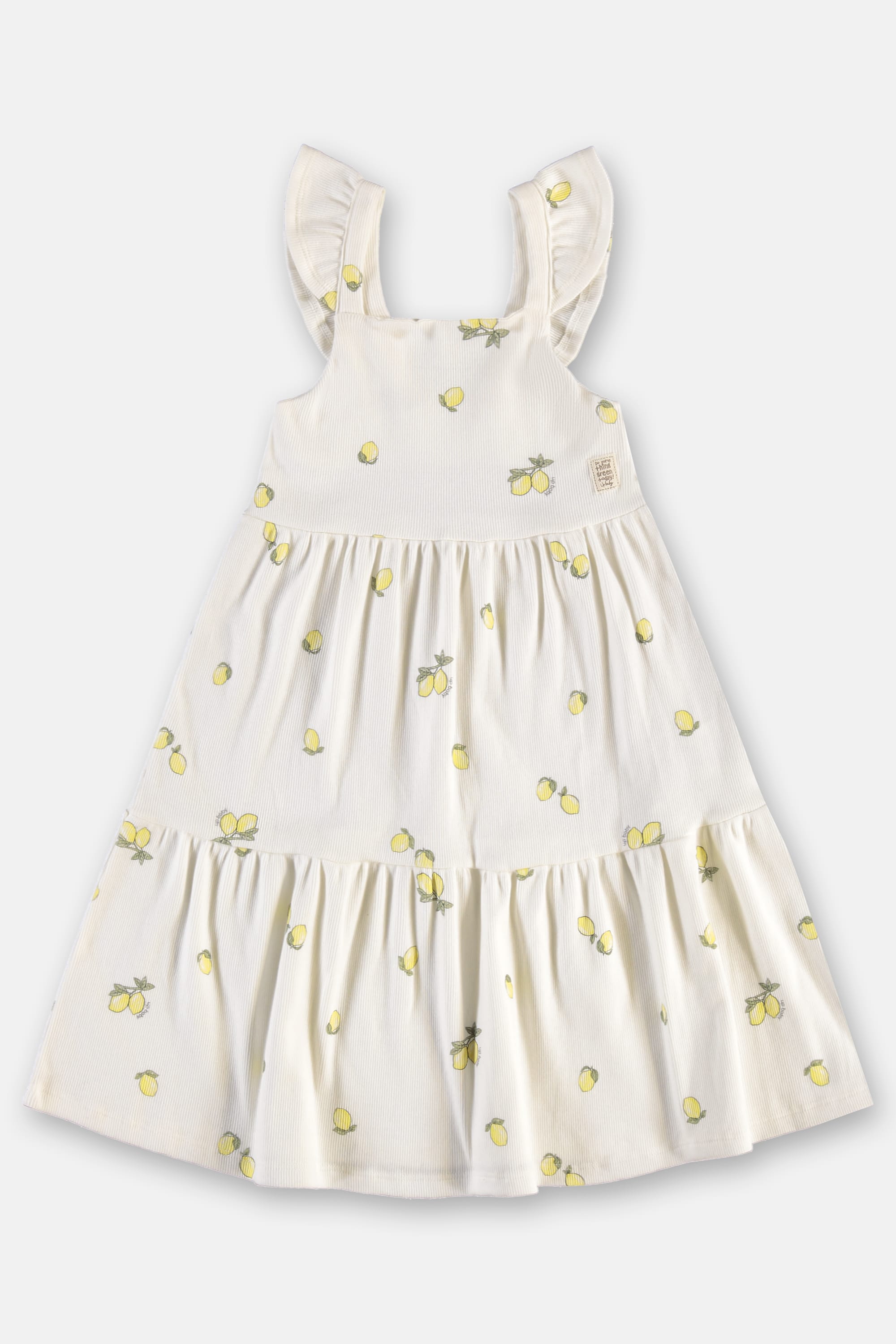 Vestido Infantil em Ribana Sustentável com Alças (Off White) Up Baby