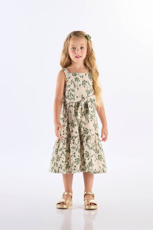 Vestido Infantil Regata com Alças e Forro (Verde) Up Baby