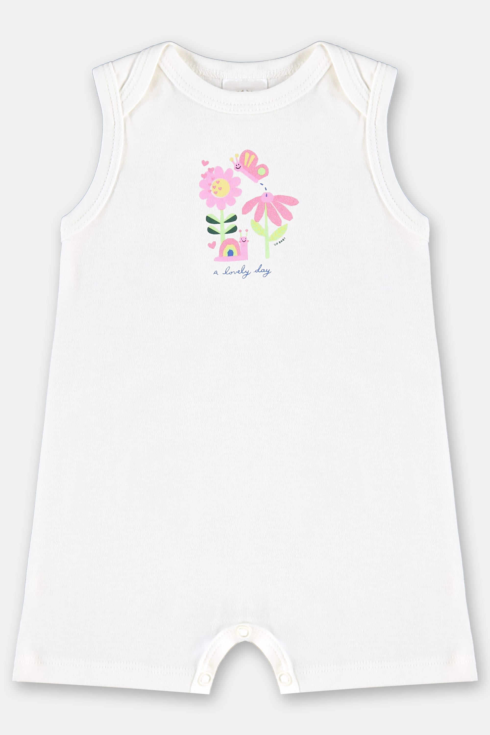 Macaquinho Regata Bebê Menina em Suedine Essentials (Branco) Up Baby